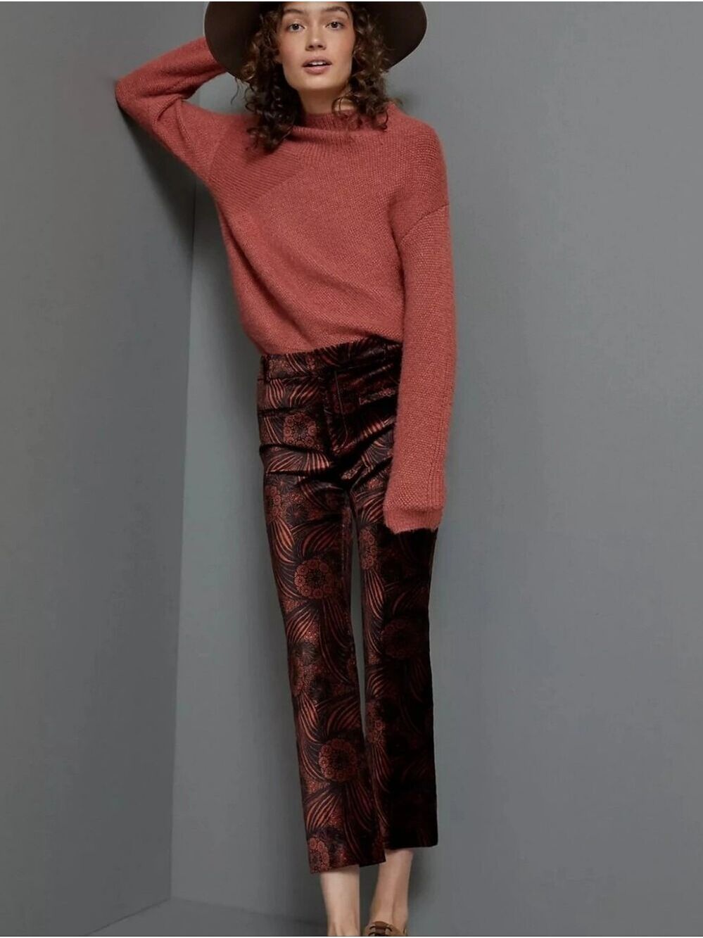 Anthropologie Essential Velvet Kick Flare Pants | Mod Floral Velvet  Size XXS/00